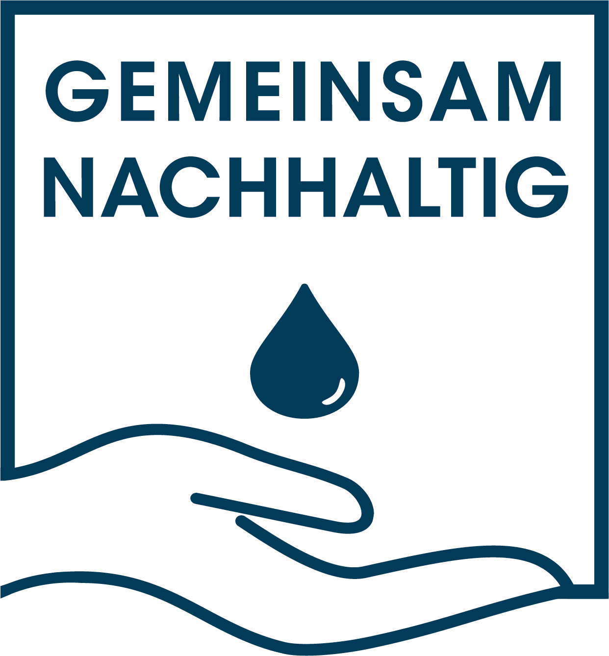 Logo Gemeinsam Nachhhaltig - ein Tropfen über einer geöffneten Hand